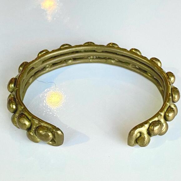 Vintage MCM Brutalist Brass Statement Cuff Bracelet 70s - Picture 2 of 7
